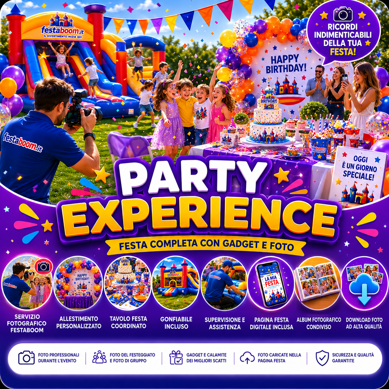 🎉 Party Experience – Festa Completa Pronta - Allestimento + Gadget + Foto